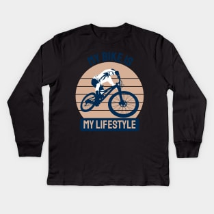 my bike is my lifestyle Kids Long Sleeve T-Shirt